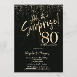 Festive Gold Surprise 80th Birthday Party Inbjudningar