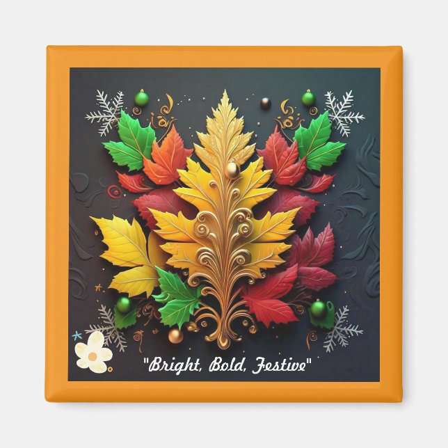 "Festive Golden Elegance" Magnet (Framsidan)