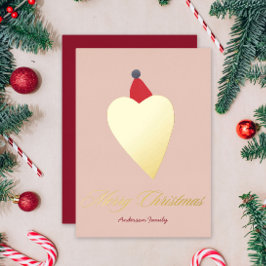 Festive Golden Heart med Julens Hat Rosa