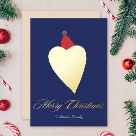 Festive Golden Heart med julklapp Mörk blått