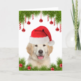 Festive Golden Retriever Cute-jul Helgkort
