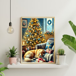 Festive Golden Retriever-jul Poster