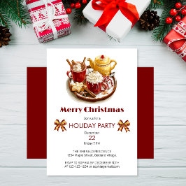 Festive Golden tea set, med hett Choco, jul Inbjudningar