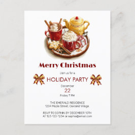 Festive Golden tea set, med hett Choco, jul Vykort