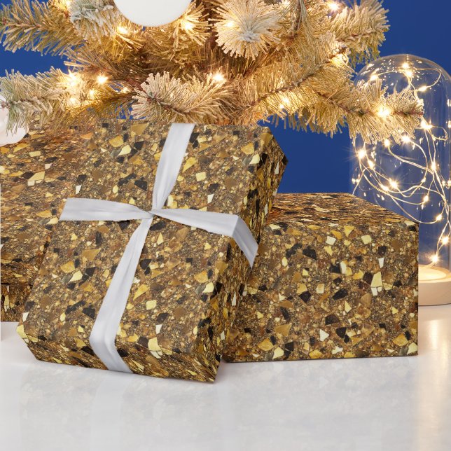 Festive golden tiled mönster konetti presentpapper (Helgdagar)