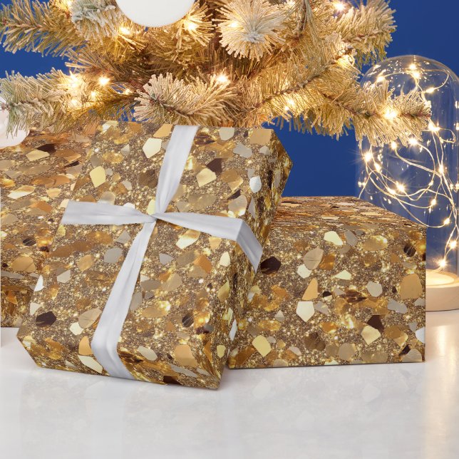 Festive golden tiled mönster konetti presentpapper (Helgdagar)