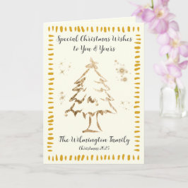 Festive Golden Träd-familjens julafton Kort