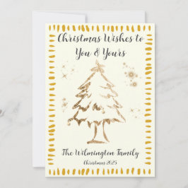 Festive Golden Träd-familjens julklapp, platt Kort