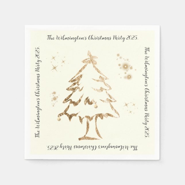Festive Golden Träd jul Party Pappersservett (Framsidan)