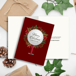 Festive Golf Tee Shot jul Greenery Helgkort