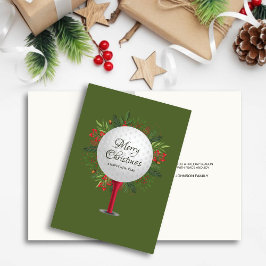 Festive Golf Tee Shot jul Greenery Helgkort