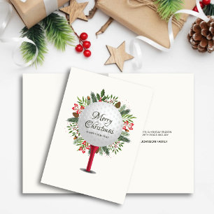 Festive Golf Tee Shot jul Greenery Helgkort