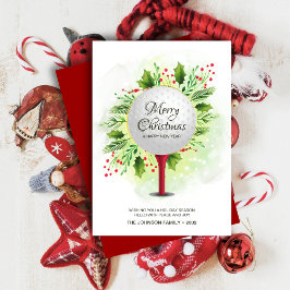 Festive Golf Tee Shot jul Greenery Julkort