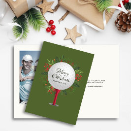 Festive Golf Tee Shot jul Greenery Photo Helgkort