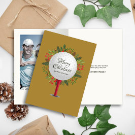 Festive Golf Tee Shot jul Greenery Photo Helgkort