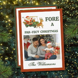 * Festive Golf Theme Two Photo Christmas Julkort