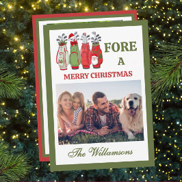 Festive Golf Theme Two Photo Christmas Julkort