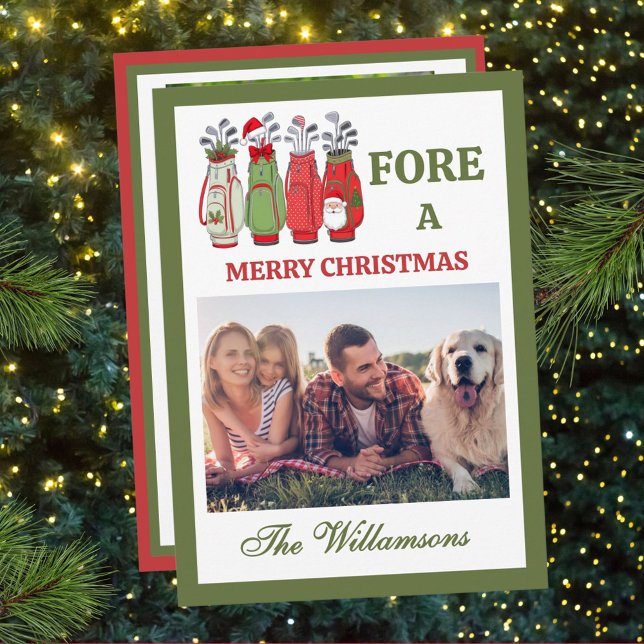 Festive Golf Theme Two Photo Christmas Julkort (Skapare uppladdad)