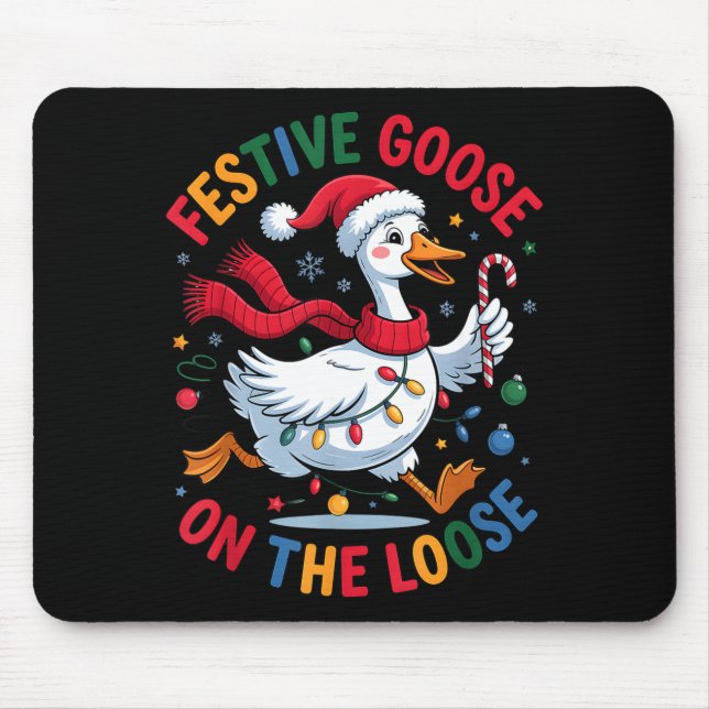 Festive Goose On Loose Christmas Cute Holiday Wint Musmatta (Framsidan)