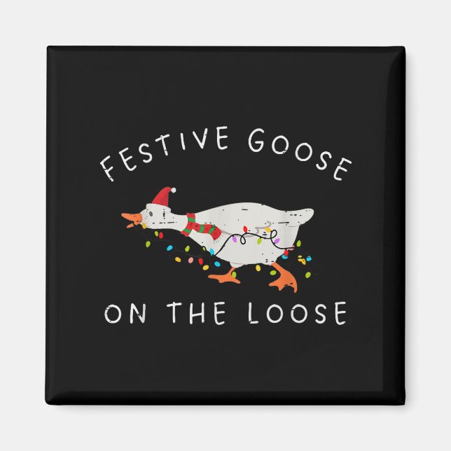 Festive Goose On The Loose Christmas Duck Light Xm Magnet (Framsidan)
