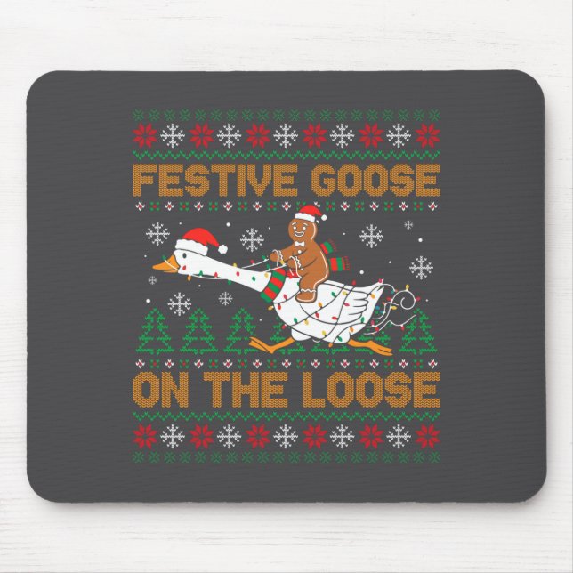 Festive Goose On The Loose Funny Gingerbread Ugly  Musmatta (Framsidan)