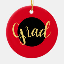 Festive GRAD Text Sporty Bright Red Background