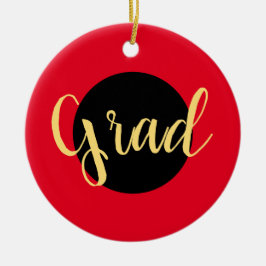 Festive GRAD Text Sporty Bright Red Background Julgransprydnad Keramik