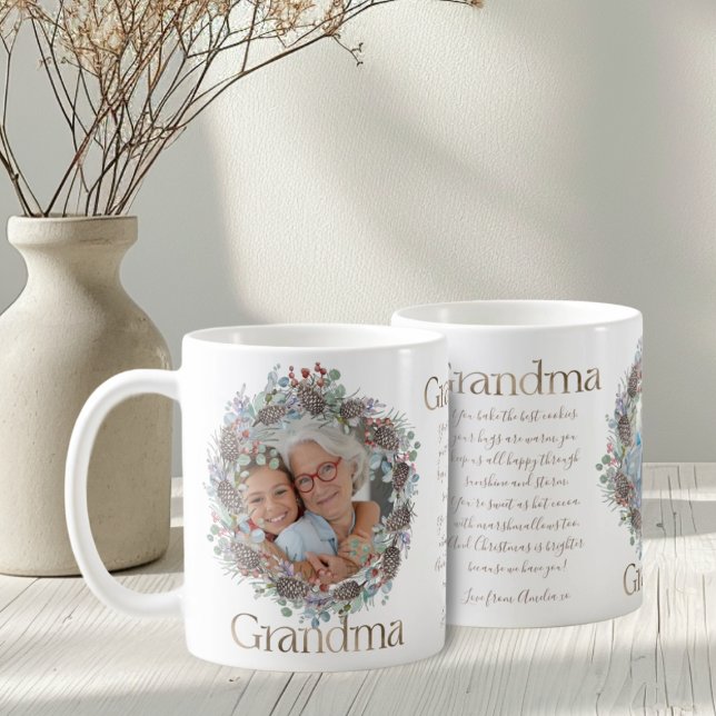 Festive Grandma Faux Guld & Photo Kaffemugg (Skapare uppladdad)