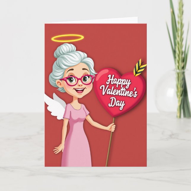 Festive Granny Cupid Love Card Kort (Framsida)