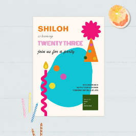 Festive Graphics Shapes Birthday Candle Inbjudningar