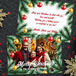 Festive Gräs Grenar Baubles Photo jul Julkort