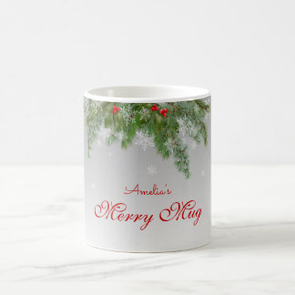 Festive Grått jul Gräs & Snöflingor Merry Mugg