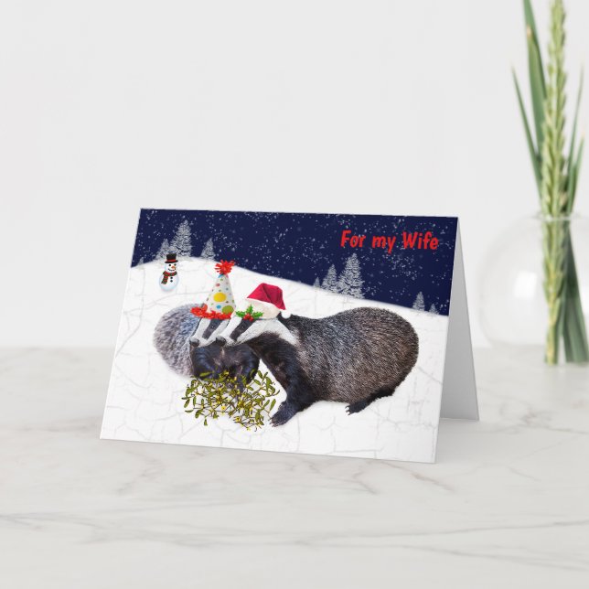 Festive Grävlingar Kort HUSTRU (Framsida)