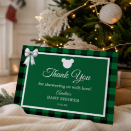 Festive Green Plaid Merry Little Baby Shower Tack Kort