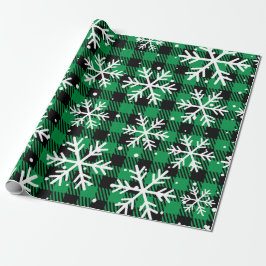 Festive Green Plaid Snowflake Buffalo Check Gift  Presentpapper