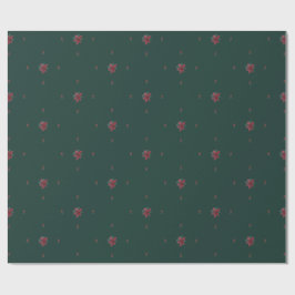 Festive Green Poinsettia Wrapping Paper Presentpapper