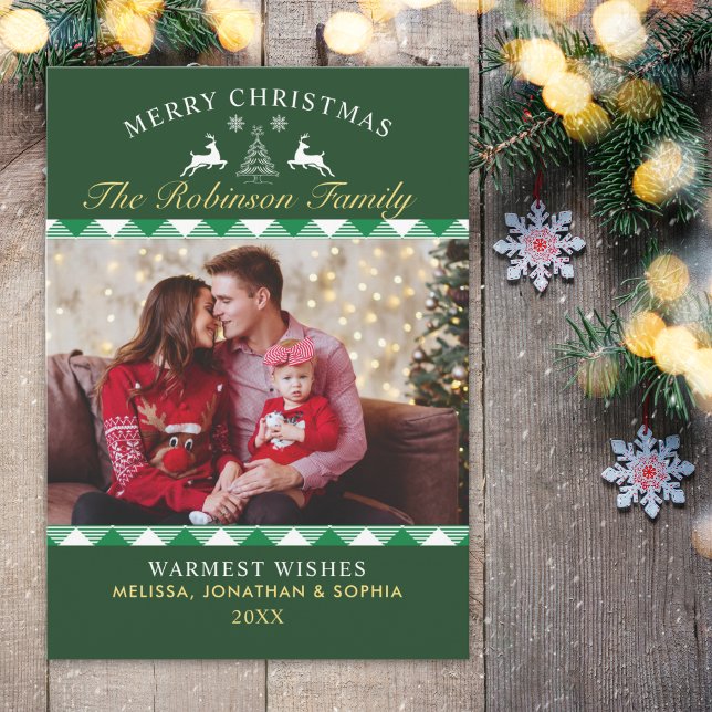 Festive Green Tartan Plaid Christmas Photo Inbjudningar (Skapare uppladdad)