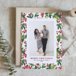 Festive Greenery and Winterberry Photo Jul Helgkort<br><div class="desc">God jul! Skicka ditt varmaste helgdag önskemål med vårt anpassade jokertecken, med en vacker vattenfärgdesign av röda vinterbär och spola grey. Med det här julkortet i elegant kan du visa ditt favoritfoto samtidigt som du lägger till en personlig beröring med ditt anpassningsbar-meddelande. Perfekt för att sprida fräckhet till familj och...</div>