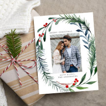 Festive Greenery & Holly Berries, andningsfoto