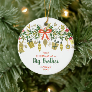 Festive Greenery Personlig 1st Julafton Big Brothe Julgransprydnad Keramik