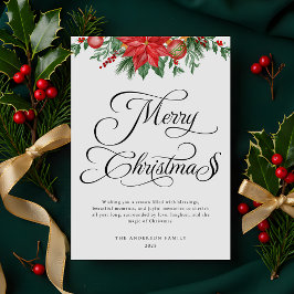 Festive Greenery Script Typography God jul Julkort