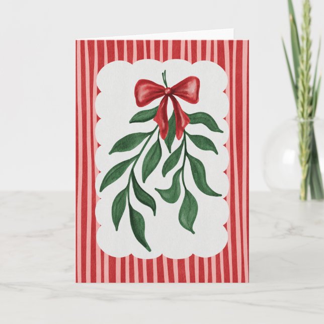 Festive Greenery Watercolor Holiday Card Kort (Framsida)