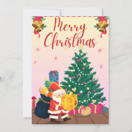 Festive Greeting Card för Santa och Julgran Inbjudningar