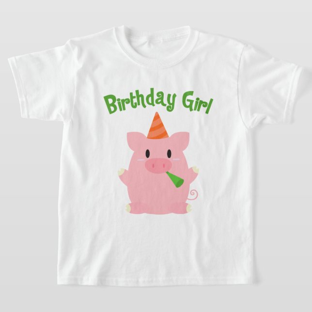 Festive Gris Birthday Girl T-shirt (Laydown)