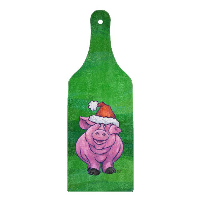 Festive Gris i Santa Hat på Grönt (Framsidan)