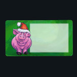 Festive Gris i Santa Hat på Grönt Fraktsedel<br><div class="desc">Parad Cute Gris i Santa Hat på julklappar och dekorationer i Texturerad Grönt är vår roligt rosa gris som alla är utblottade för helgdagarna i en röd och vit julhatt mot en grönt med vår namnteckning torrborste struktur. På många av våra giftiga djurgåvor och tillbehör kommer vi att hitta vår...</div>