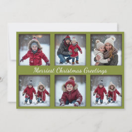 Festive Grönt 6-Photo-julhälsningar | Familj Julkort