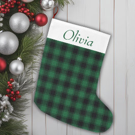 Festive Grönt and Black Buffalo Tartan Play Stor Julstrumpa