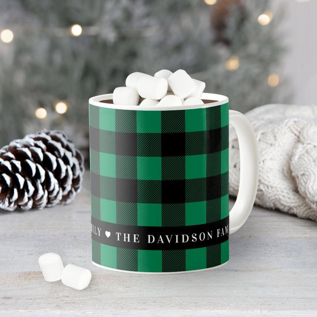 Festive Grönt Buffalo Pput Anpassningsbar Family M Kaffemugg (Skapare uppladdad)