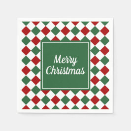 Festive Grönt Checks God jul Pappersservett
